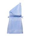 Prada Checked Cotton Minidress In Sapphire Blue