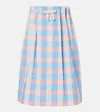 Prada Checked Cotton Poplin Midi Skirt In Pink