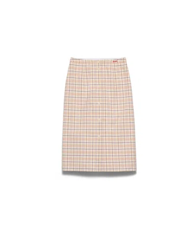 Prada Checked Cotton Poplin Pencil Skirt