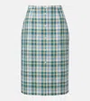 Prada Ottanio Pencil Skirt With Check Pattern In Blue