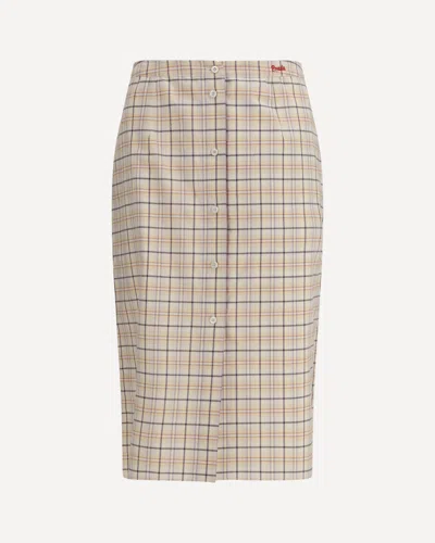 Prada Checked Cotton Poplin Pencil Skirt In Multi