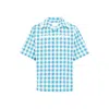 Prada Short-sleeved Cotton Shirt In Blue