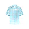 Prada Checked Cotton Shirt In Blue
