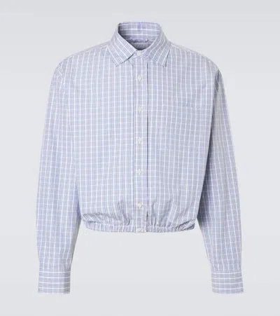 PRADA CHECKED GATHERED COTTON SHIRT