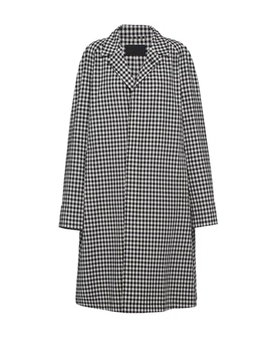 Prada Cotton Coat In White Black
