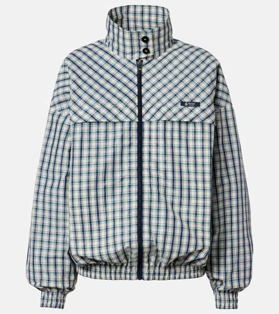 Prada Checked Cotton-blend Chambray Jacket In White