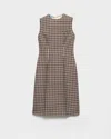 Prada Check Georgette Sleeveless Midi Dress In Brown