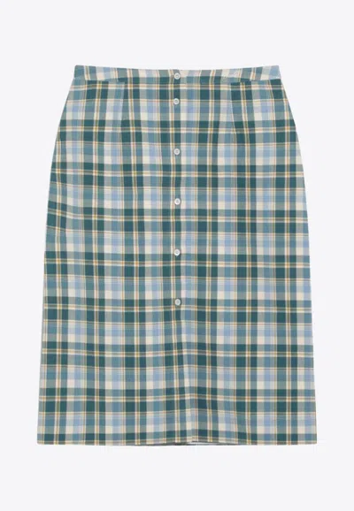 PRADA CHECKED MIDI SKIRT