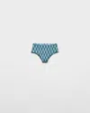 Prada Checked Print Jersey Bikini Bottom In Blue