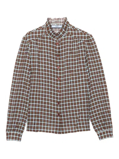 Prada Kariertes Hemd In Brown