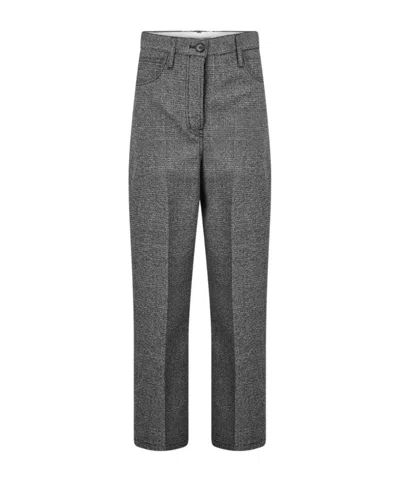 Prada Checked Wide-leg Casual Pants In Gray