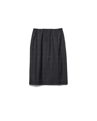 PRADA CHECKED WOOL MIDI-SKIRT