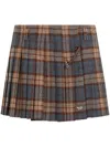 Prada Womens Brown Checked Wool Twill Mini Skirt In F0005 Brown