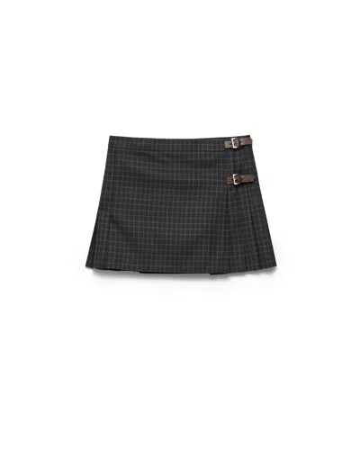 PRADA CHECKED WOOL MINISKIRT