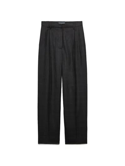 Prada Checked Wool Pants In Black