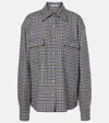 Prada Checked Wool Shirt In Brown