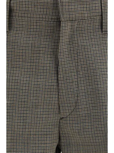 Prada Checked Wool Trousers In Brown
