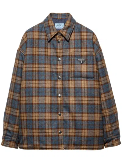 PRADA CHECKED WOOL-TWILL LUMBERJACK JACKET