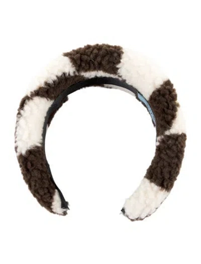 Pre-owned Prada Checkered Shearling Headband In Brown