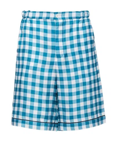 Prada Checkered Shorts In Blue