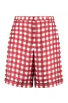 Prada Check-print Silk Bermuda Shorts In Multi