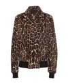 Prada Printed Shearling Bomber Jacket In Brown