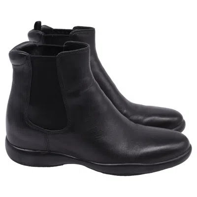 Prada Chelsea Ankle Boots In Black Leather