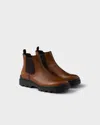 Prada Textured-leather Chelsea Boots In Brown