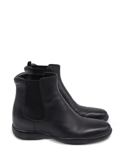 Pre-owned Prada Chelsea Leather Ankle Boots In Black