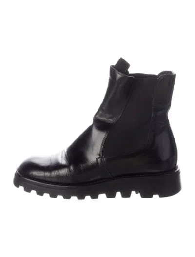 Pre-owned Prada Chelsea Leather Chelsea Boots In Blue