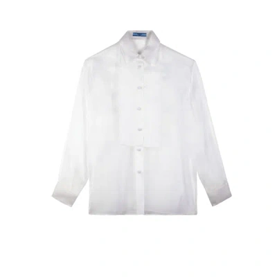 Prada Chemise Transparente En Soie In Blanc