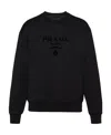 Prada Oversized Cotton Sweatshirt With Logo In Black