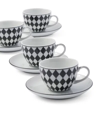 Prada Chequerboard Coffee Cup And Saucer In White