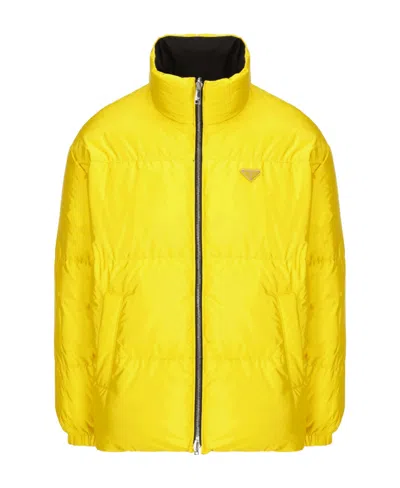 Prada Chest Logo-patch Padded Jacket In Yellow