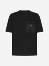Prada Men's Plain Cotton Badge Pocket T-shirt In Black