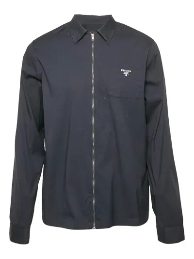 Pre-owned Prada Chest-pocket Shirt In Blue