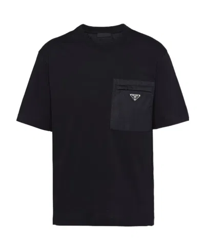 PRADA PRADA LOGO PATCH CREWNECK T-SHIRT