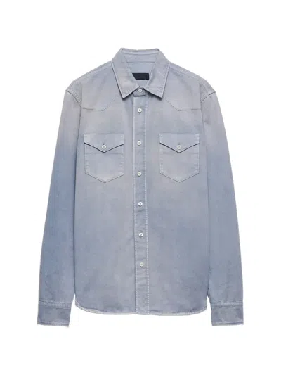 Prada Shirt Button Down Collar Chest Pockets In Blue