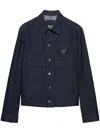 Prada Chevron Denim Blouson Jacket In Blue
