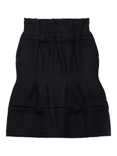 Prada Chevron-pattern Wool Skirt In Black