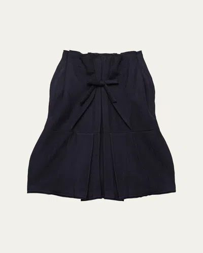 Prada Chevron Pleated Fit-and-flare Skirt In Blue