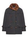 Prada Chevron Wool Coat In Gray