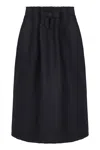 Prada Chevron Wool Midi Skirt With Bow Detail In Black