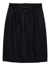 Prada Chevron Pleated Virgin Wool Midi Skirt In Black