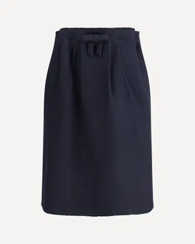 Prada Chevron Wool Midi Skirt In Blue