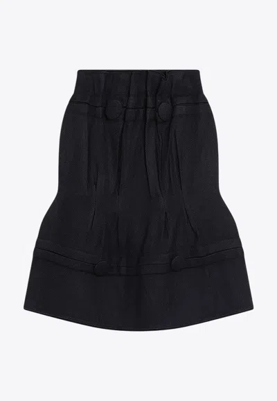 PRADA CHEVRON WOOL MIDI SKIRT