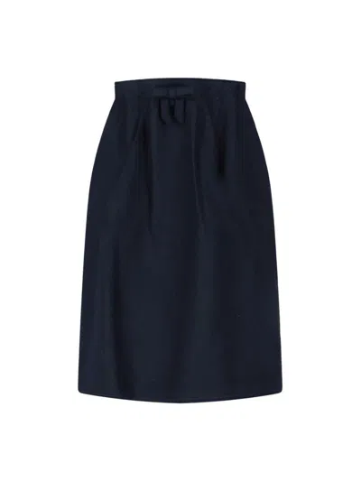 Prada Chevron Wool Midi Skirt In Blue