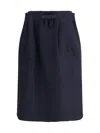 Prada Chevron Wool Midi Skirt In Blue