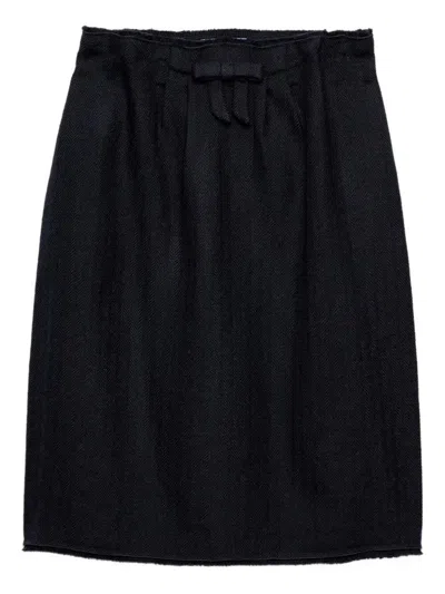 PRADA PRADA CHEVRON WOOL MIDI SKIRT CLOTHING