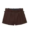Prada Chevron Pleated Shorts In Brown
